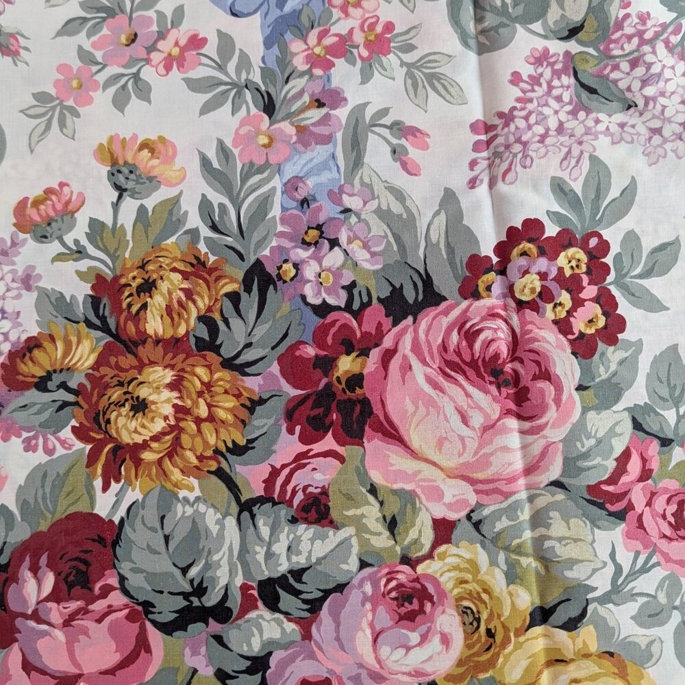 Vintage Floral Ralph Lauren Allison Queen Flat Sheet.